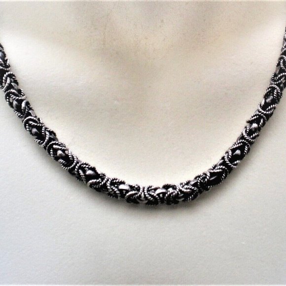 Vintage Heavy Artisan Handmade Sterling Silver BYZANTINE Necklace Chain 83 grams - Picture 2 of 4